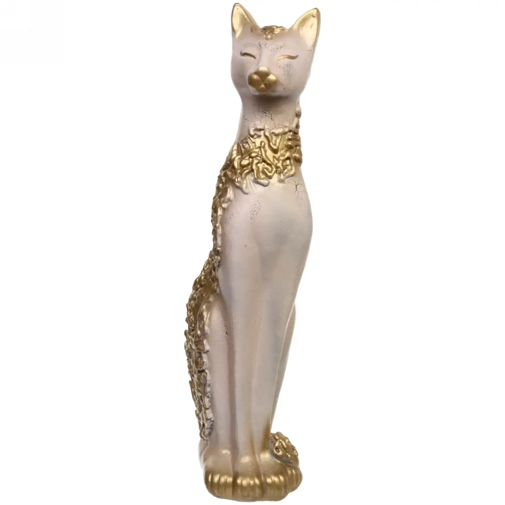 Статуэтка из гипса «Кошка Сфинкс» 48см кракелюр бежевая
