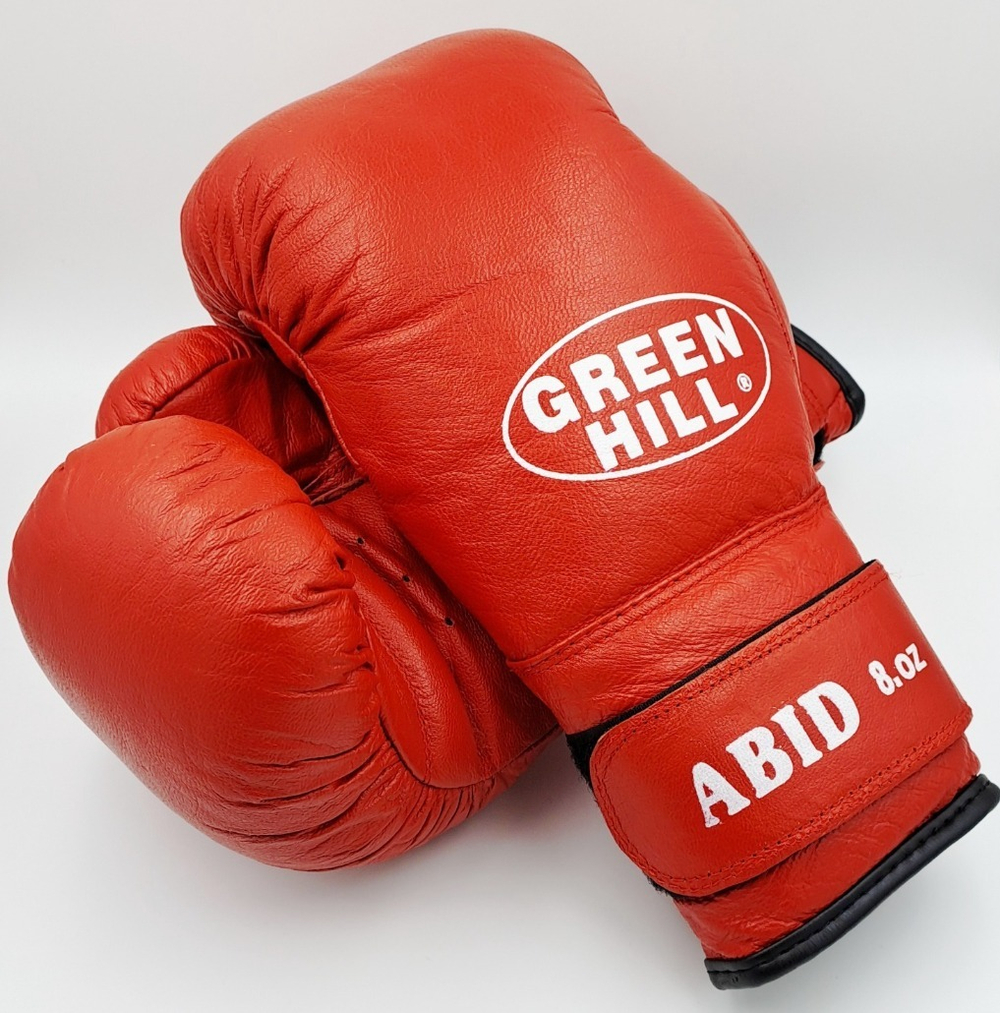Бокс перчатки GREEN HILL Abid (BGА-2024) красный 8oz кожа                                                      .