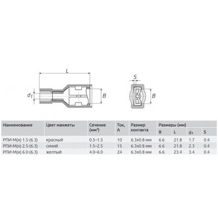 Разъем плоский нейлон 6.0-7-0.8 (мама) (100 шт)