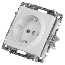 Розетка Intro Accent 6-202-01 2P+E Schuko, 16А-250В, IP20, СУ, AL/CU, белый | Intro