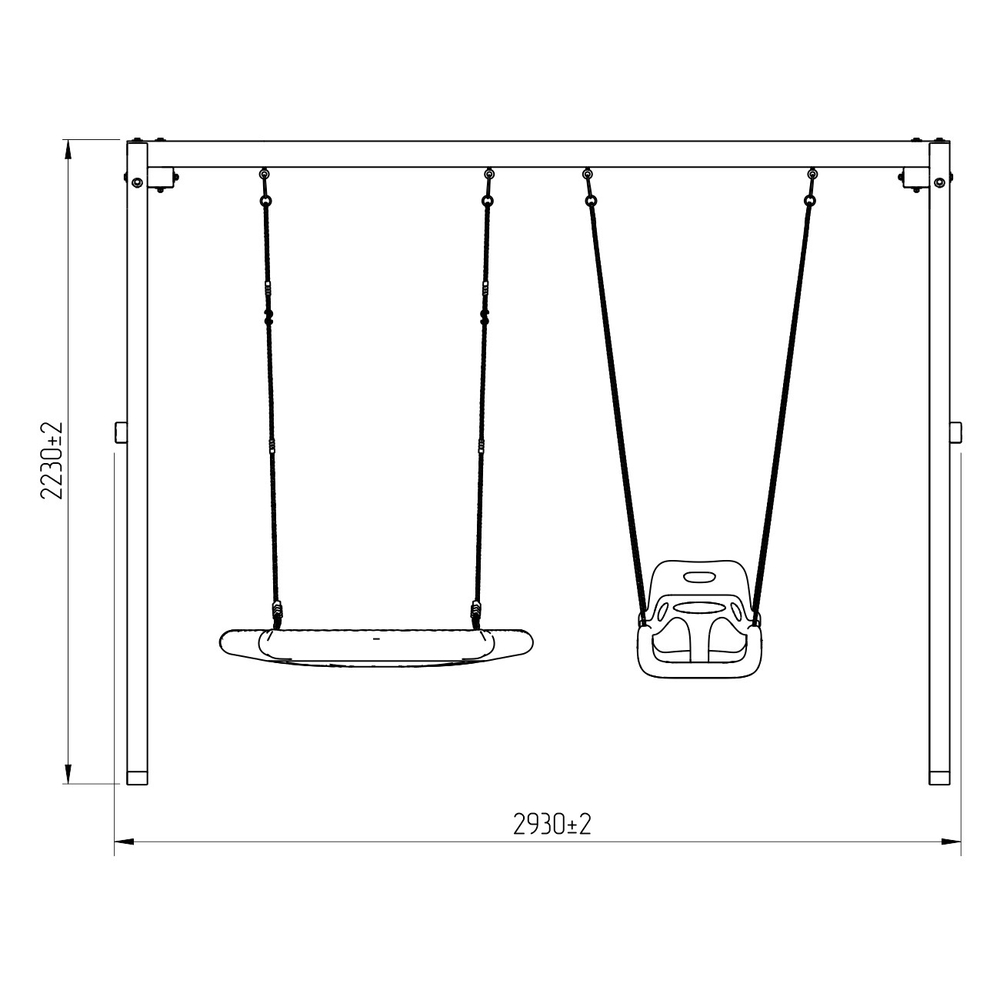 Деревянные качели с качелями со спинкой и качелями гнездо Свиби