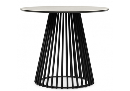 Керамический стол Woodville Нэнси 90 carmen light grey, черный