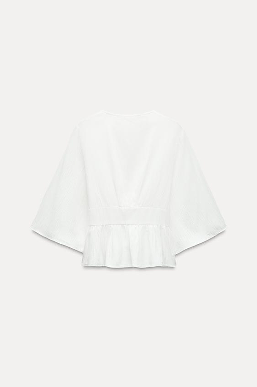 ZARA КРОП-ТОП С КРУЖЕВОМ, БЕЛЫЙ