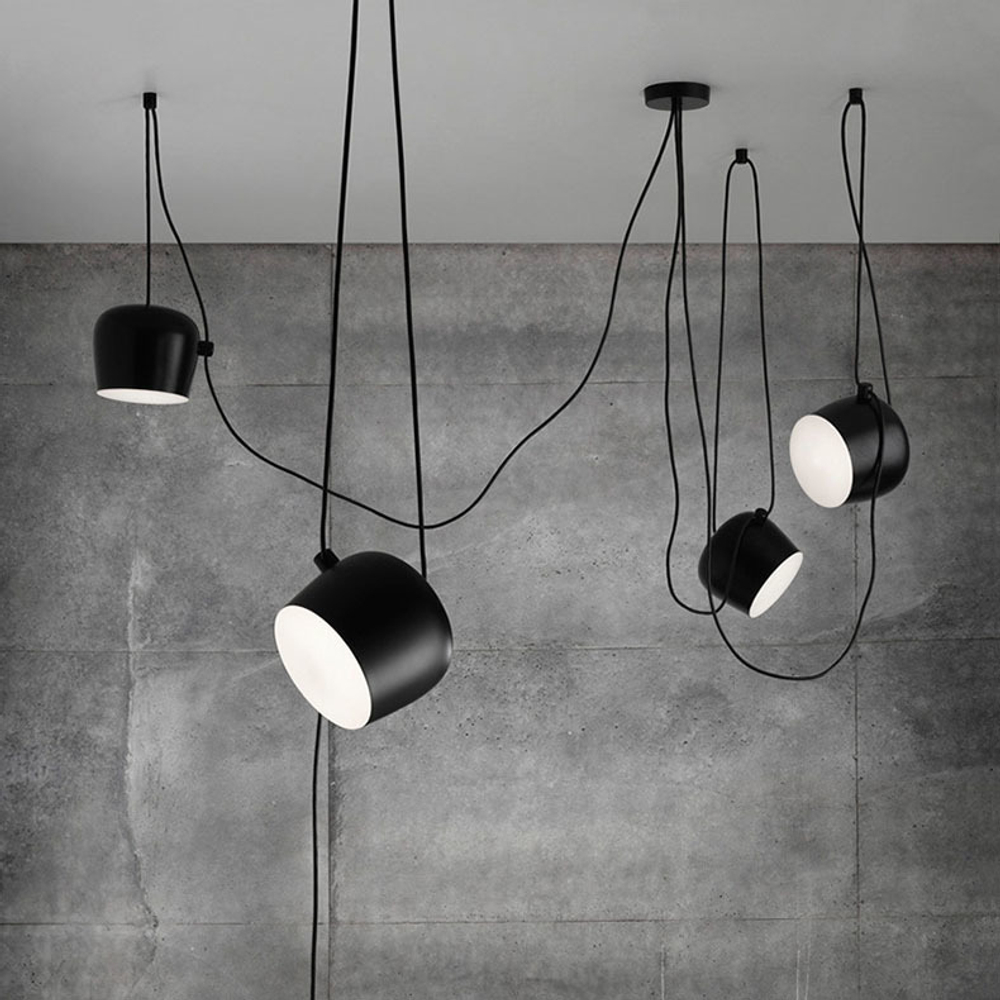 Pendant design lamp  AIM by Flos (1 lampshade ,  Black)