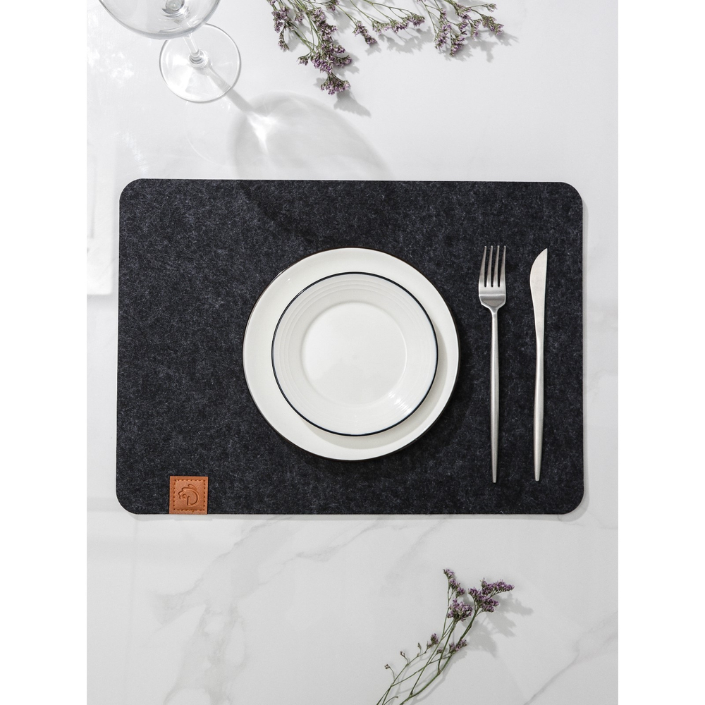 Салфетка столовая Серый 44х32 см, толщина 4 мм, цвет черный   7160233