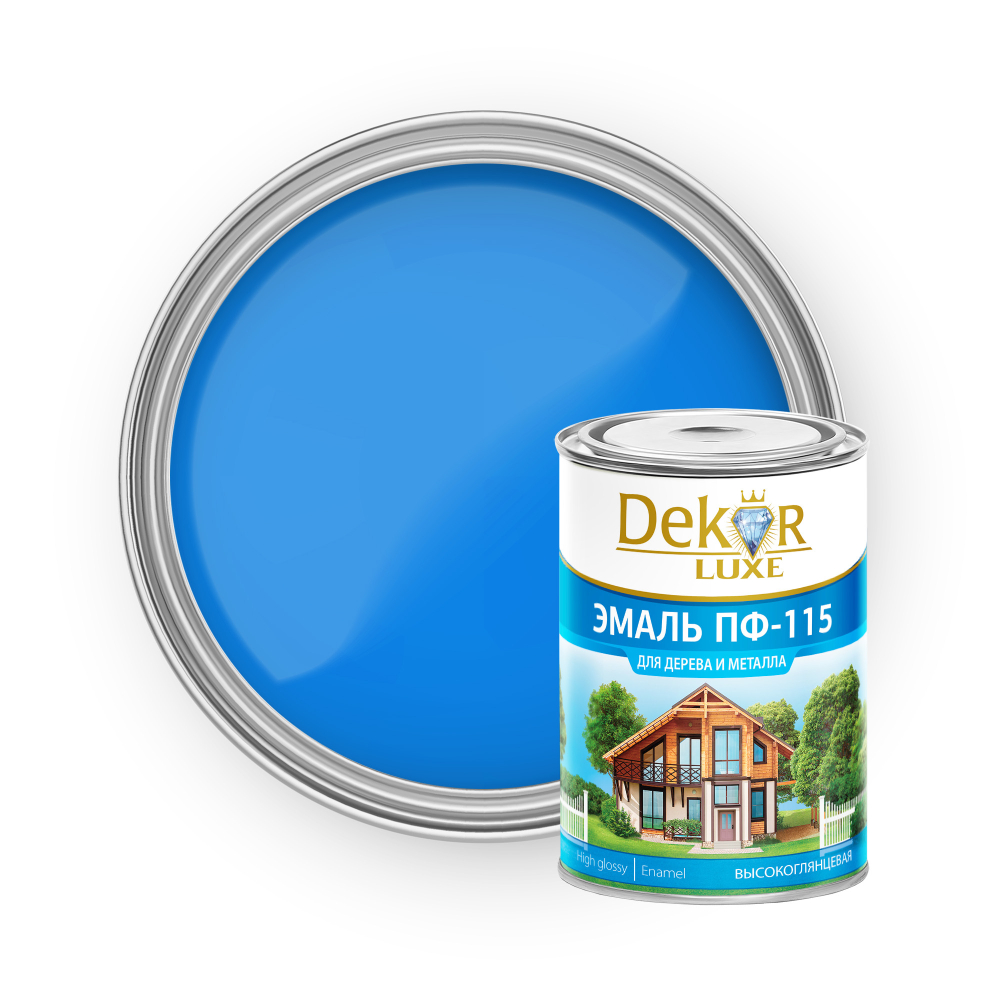 DEKOR LUXE  Эмаль ПФ-115 Голубая 0,8кг (Кубанские краски)