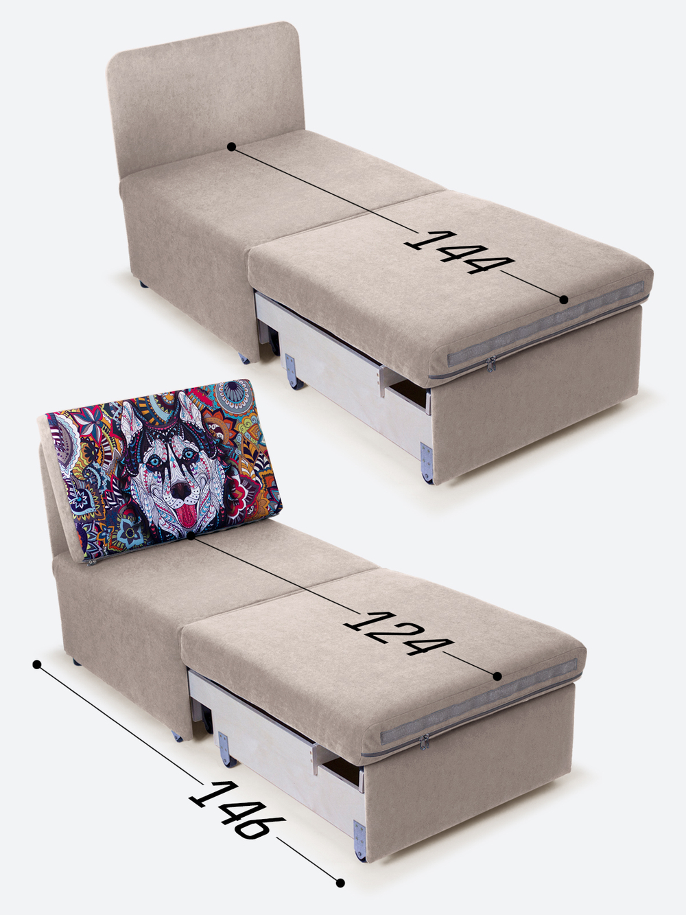 Кресло-кровать "Миник", купон Хаски