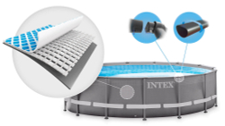 Каркасный бассейн Intex Ultra Frame, 732х132 см + песочный ф/насос, лестница, тент, подстилка (26340)