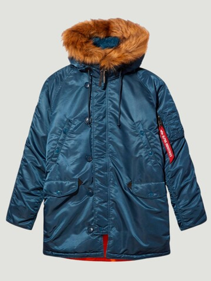 Куртка Аляска Alpha Slim Fit N-3B (голубая - slate blue/orange)