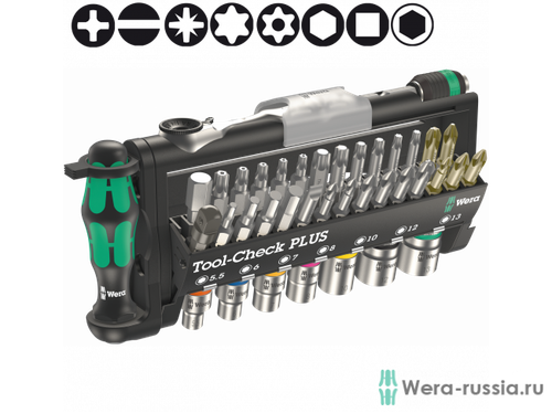 ToolCheck PLUS Набор инструментов, включающий трещотку, биты, головки и ручку-держатель