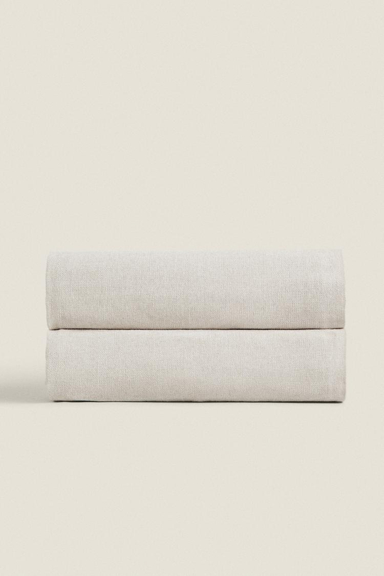 ZARA HOME ПЛЕД ИЗ СИНЕЛИ, СВЕТЛО-СЕРЫЙ