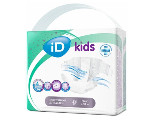 Детские подгузники ID Kids, размер 4 (Maxi), 38шт