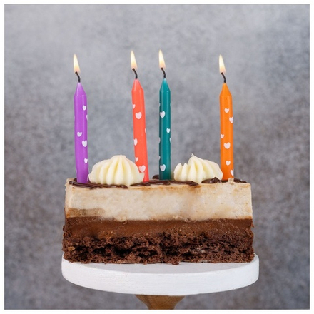 Свечи для торта Сердца, 12 штук