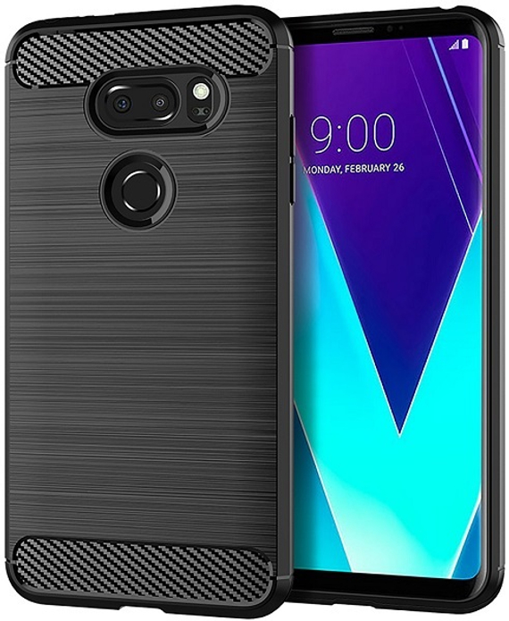 Чехол для LG V30S ThinQ (V30S+ ThinQ, V35 ThinQ) цвет Black (черный), серия Carbon от Caseport