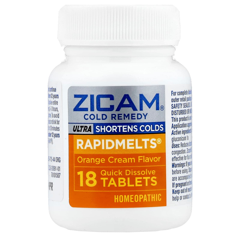 Zicam, Ultra Cold Remedy, RapidMelts®, апельсиновый крем, 18 быстрорастворимых таблеток