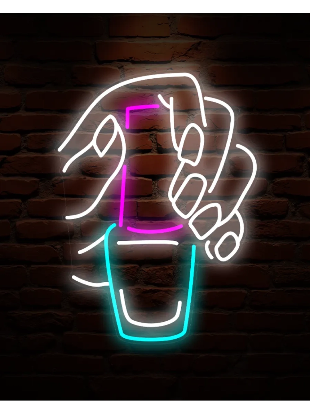 Неоновая вывеска маникюр, гель-лак