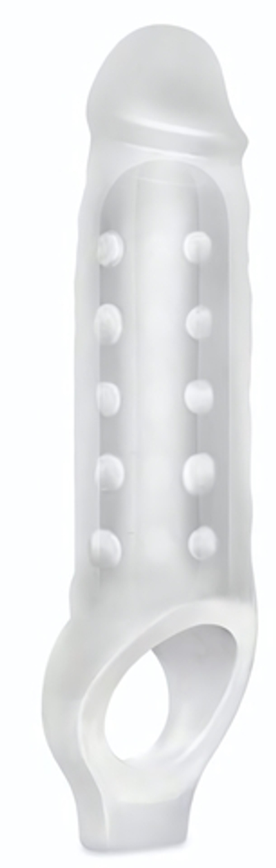 Прозрачная текстурированная насадка Mighty Extender - 13 см. (Цвет: прозрачный)