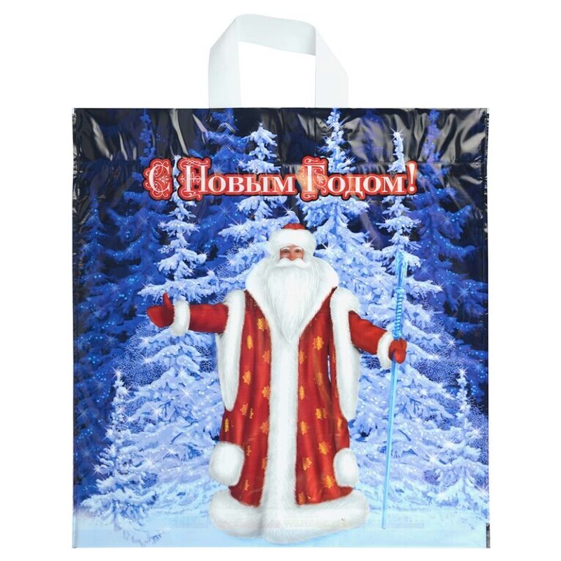 Пакет новогодний петлевая ручка Россия 40*42 см 45 мкм Волшебный посох 1 шт 500 шт/кор
