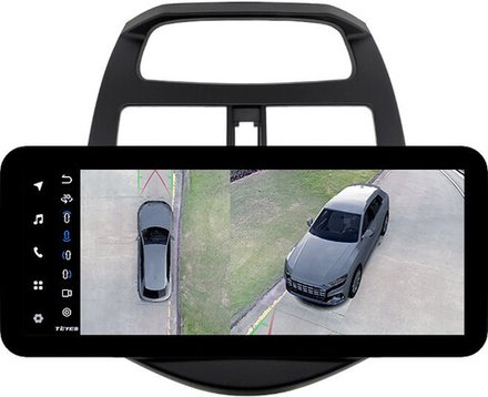 Магнитола для Chevrolet Spark M300 2009-2022, Ravon R2 (рамка матовая) - Teyes LUX ONE 360 монитор 12.3" 2K QLED на Android 10, 6Гб+128Гб, CarPlay, 4G SIM-слот, 4 камеры в комплекте