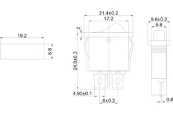 Клавишный выключатель REXANT 250v 6а (2с) on-off красный mini (rwb-103, sc-766, mrs-101-5) 36-2051