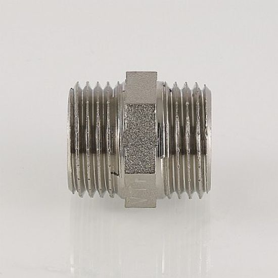 Ниппель Valtec 1 1/4" НР с наружной резьбой латунный никелированный VTr.582.N.0007