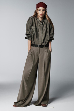 ZARA БЛУЗА С КАРМАНАМИ И ЗАВЯЗКАМИ — ZW COLLECTION, ОТТЕНКИ СЕРОГО