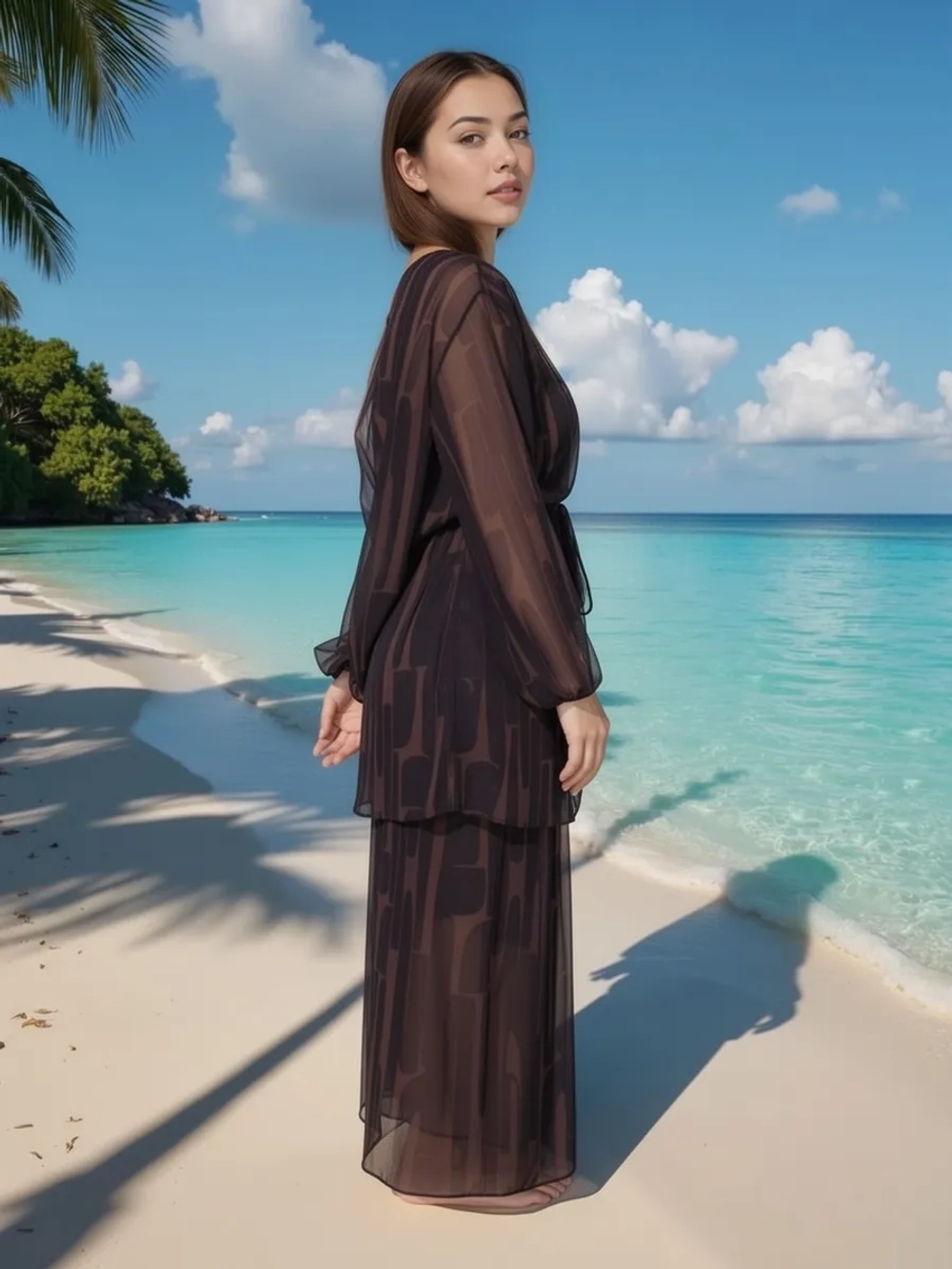 Купальник раздельный с парео и брюками палаццо