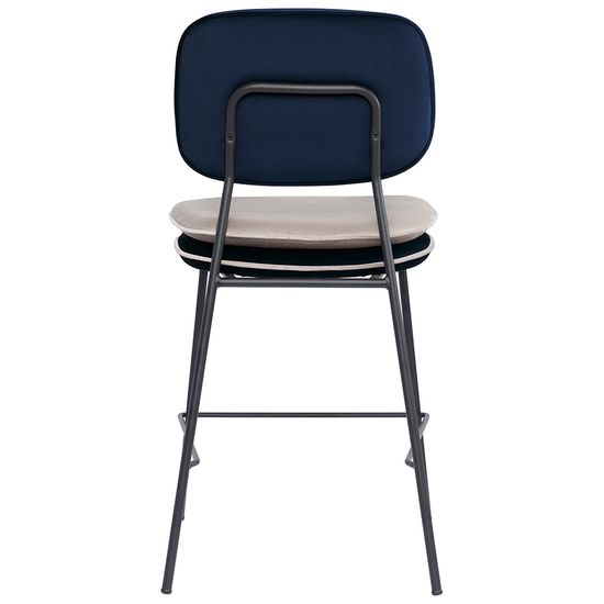 Стул полубарный с контрастным кантом pea, велюр, темно-синий/бежевый