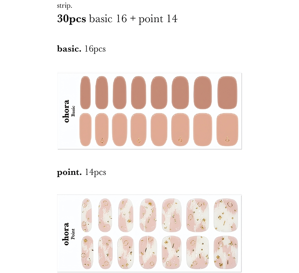 ohora Gel Nail Sticker N Almond Blossom - наклейки для ногтей, 30 шт.