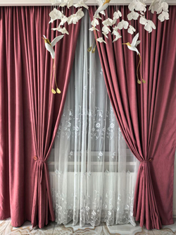 Комплект штор BlessLight Портьеры Канвас 280х100 1 шт. Брусничный