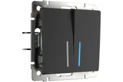 Выключатель Werkel 2 клавиши с индикатором черный матовый 25848