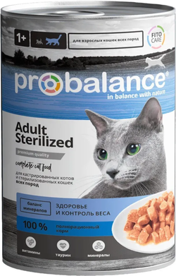 Pro Balance Sterilized КОНСЕРВЫ для стерилизованных кошек и котов 415г.