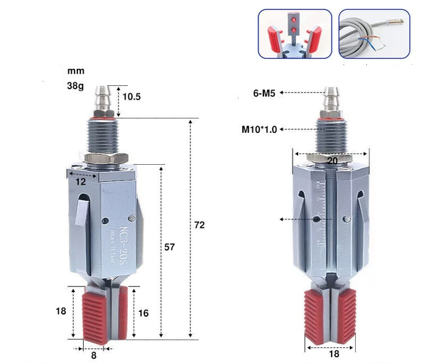 Three-jaw inner support ns3-20s (inner support range: 18-32mm) with detection and induction line