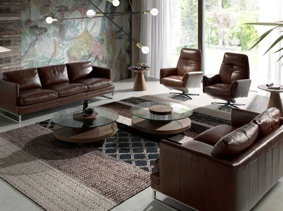 Кресло-реклайнер Angel Cerda 5056, коричневая кожа