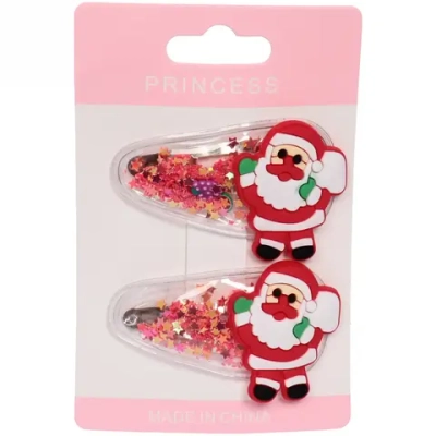 Зажимы для волос 2 шт «Fun idea- Весёлый Дед Мороз» 5 см