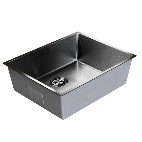 Мойка подст.монтаж 53х43 (3,0) вып 3 1/2  MIXLINE PRO 22см с сифоном (черный графит НАНО декор)