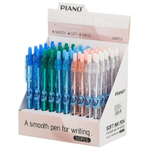 Ручка шариковая, масляная, автоматическая, Piano, синие чернила, прозрачный цветной корпус, набор 50 шт