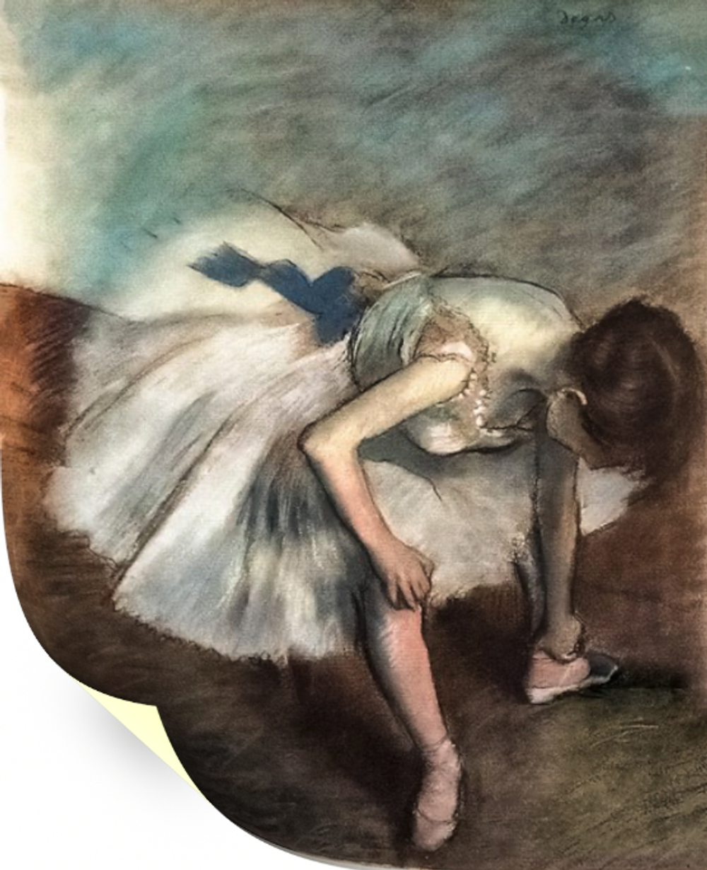 Танцовщица, завязывающая туфельку, Дега, картина для интерьера (репродукция) Настене.рф