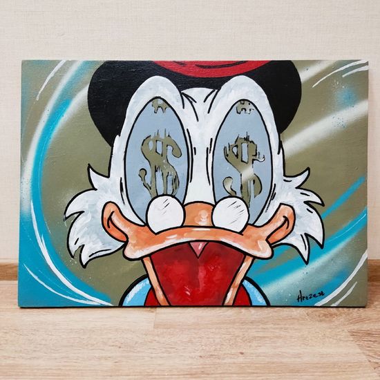 Картина авторская на холсте Утиные истории "Скрудж увидел деньги" (50х70см)