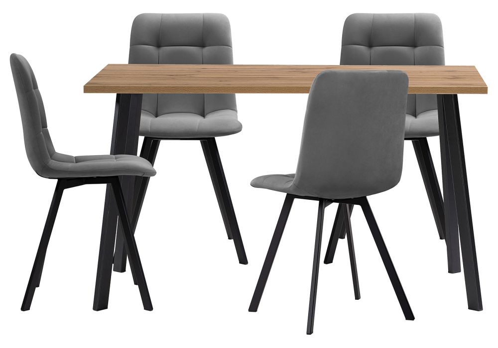 Обеденная группа Эделин темно-серый / дуб вотан / черный матовый