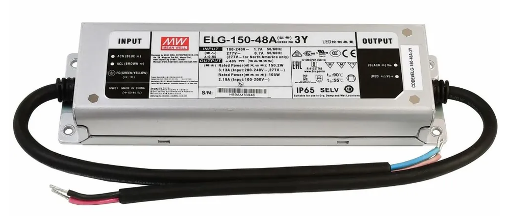 Источник питания Mean Well AC/DC ELG-150-48A-3Y, 48V, 3A