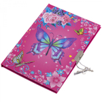 Блокнот 13,0 см * 19,0 см , 7БЦ, Alingar, ламинация, фольга, замочек, 40 л., линия, "Яркая бабочка", розовый