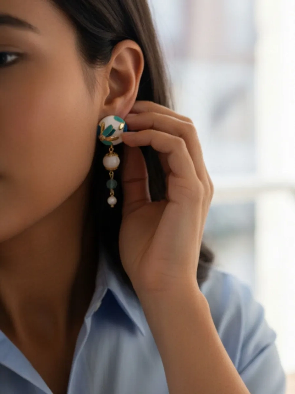 Серьги Цветочное поле с амазонитом