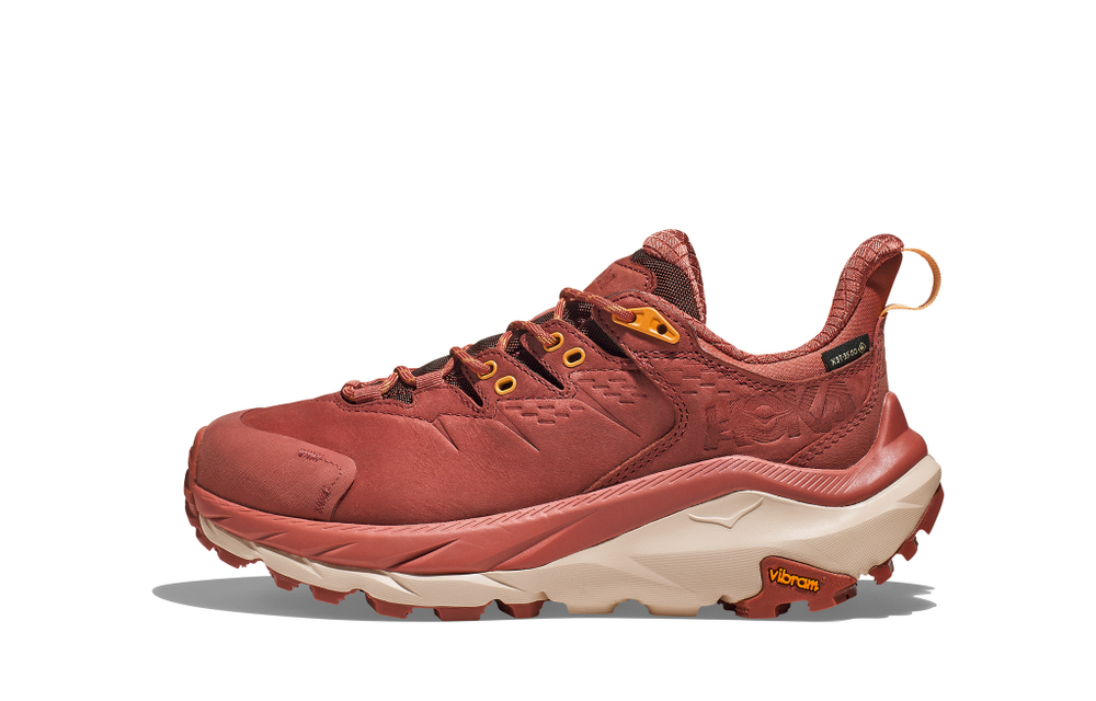 HOKA ONE ONE Kaha 2 Low GTX lace-up shock absorption, non-slip, wear-resistant, waterproof, low-cut outdoor functional shoes, women's hot sauce red