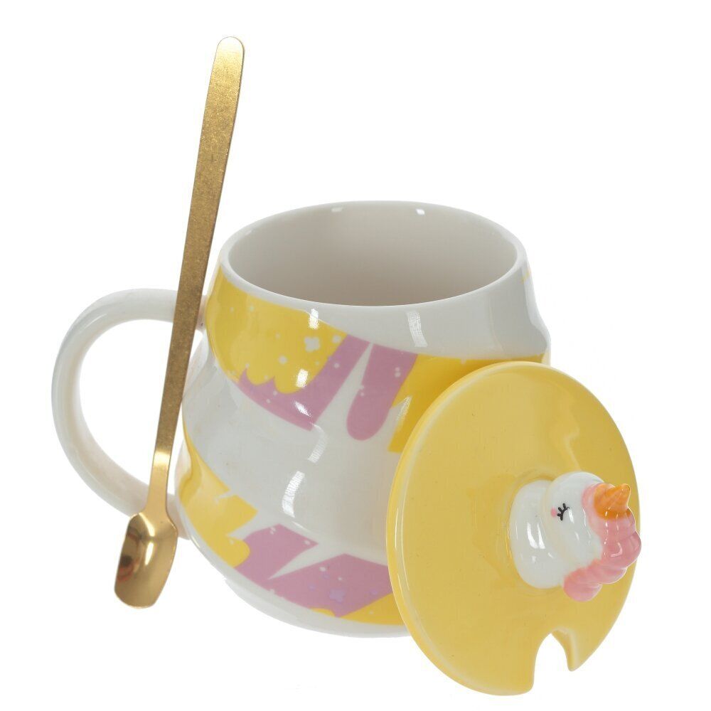 GAEM Кружка с крышкой и ложкой, 400 мл, L13 W10 H13 см