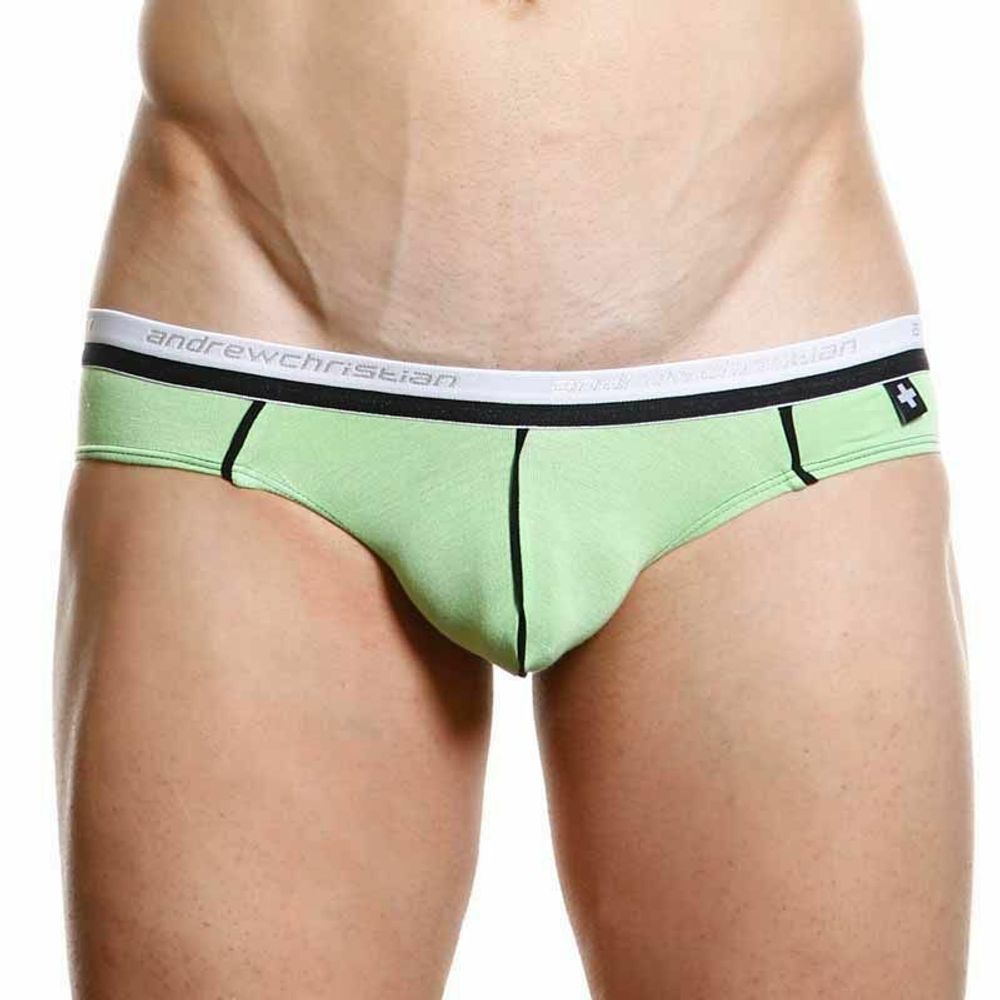 Мужские трусы брифы салатовые Andrew Christian V Slim Holiday Brief Light Green  AC3-M085