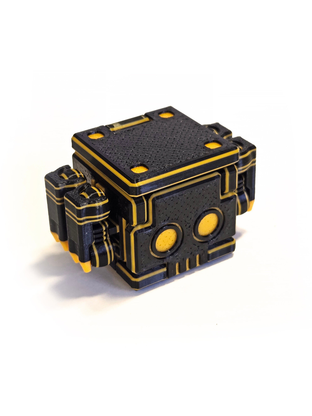 Игрушка робот-паук трансформер, 3D печать, черный с оранжевыми полосками