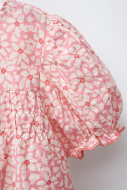 ZARA РУБАШКА ИЗ ТКАНИ С ЦВЕТОЧНЫМ ПРИНТОМ, РОЗОВЫЙ