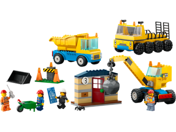 Конструктор Лего Сити Строительные машины и кран с шаром 60391 LEGO City Construction Trucks and Wrecking Ball Crane 4+