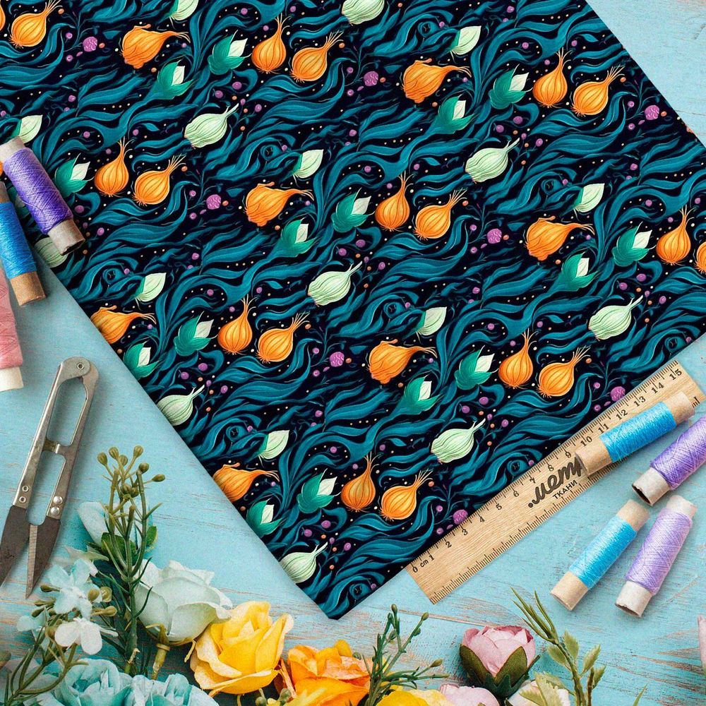 Ткань премиум атлас фантазийные луковки